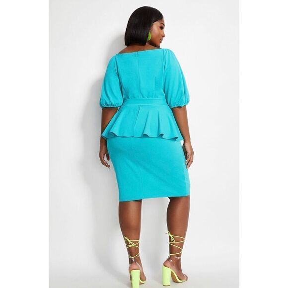 Ashley Stewart Belted Off The Shoulder Dress 14/16 - Picture 2 of 10